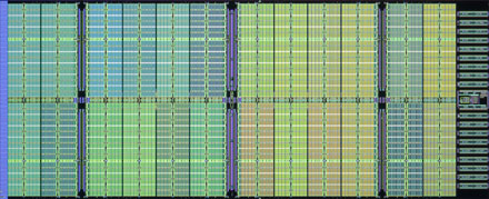 Ячейки памяти имеют традиционную для SRAM конструкцию и состоят из шести транзисторов, занимающих площадь в 0,1 квадратных микрона