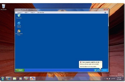 Windows XP Mode работает как виртуальная система