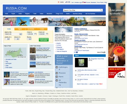 На Russia.com расположен портал для путешественников