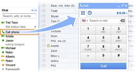 Новая услуга позволяет выполнять голосовые вызовы и принимать звонки непосредственно в интерфейсе Gmail