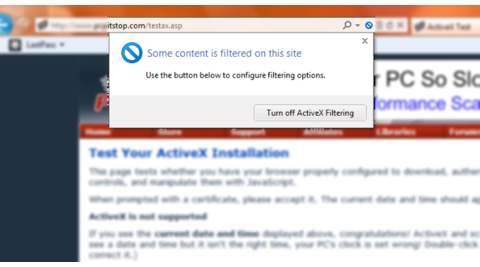 Одно из нововведений в  Internet Explorer 9 - блокировка ActiveX