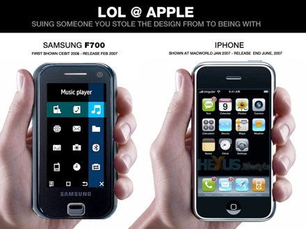 Поклонники Android утверждают, что на самом деле Apple скопировала дизайн Samsung F700