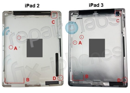 Слева - крышка iPad 2, справа - крышка iPad 3