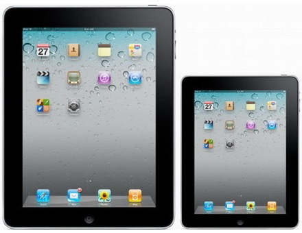 Предполагаемый iPad Mini (справа), смоделированное изображение