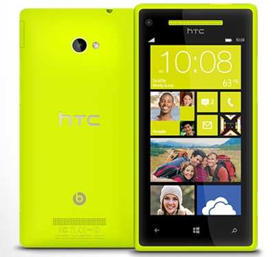 HTC Windows Phone 8X в корпусе ядовито-зеленого цвета