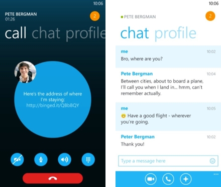 Обновленное приложение Skype для Windows Phone