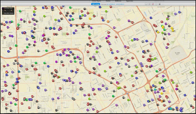 Геоинформационный сервис CrimeMapping позволяет видеть на карте города место, время и тип совершенных преступлений