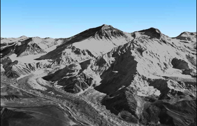 Пример трехмерного изображения Эвереста, сделанного спутником «Дайчи»