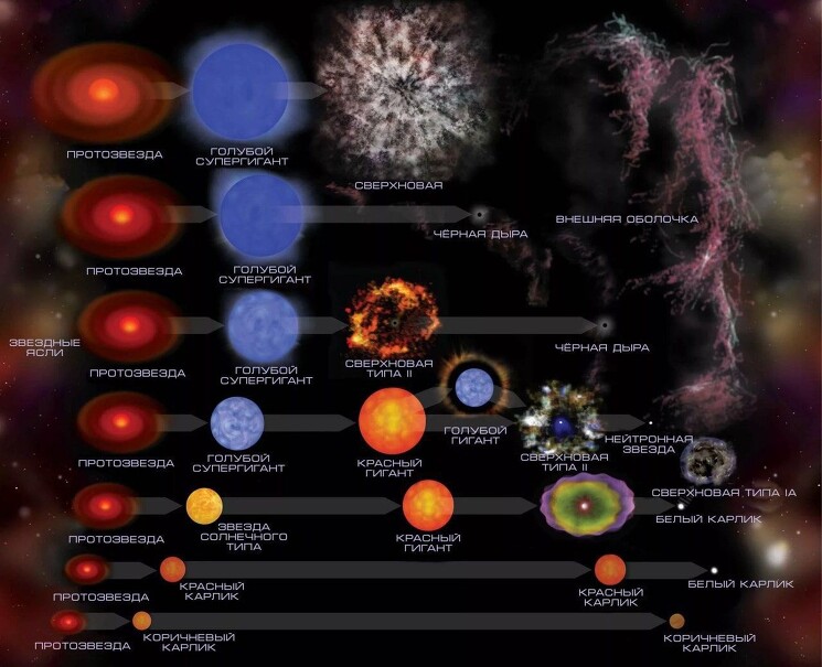 Жизнь звезды определяется ее массой. Массивные звезды живут короткими жизнями, которые заканчиваются взрывами сверхновых или образованием черных дыр, в то время как меньшие звезды живут дольше, оканчивая свою жизнь как белые карлики. Знание массы звезды помогает нам понять не только жизнь звезды, но и эволюцию галактик. В зависимости от класса протозвезды образуются разные типы звезд, и у каждого свой эволюционный путь.

