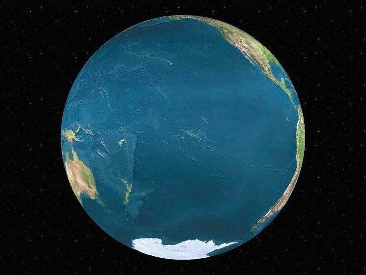 Так выглядит Земля со стороны Тихого океана. 
Мировой океан покрывает почти 70,8 % земной поверхности.
