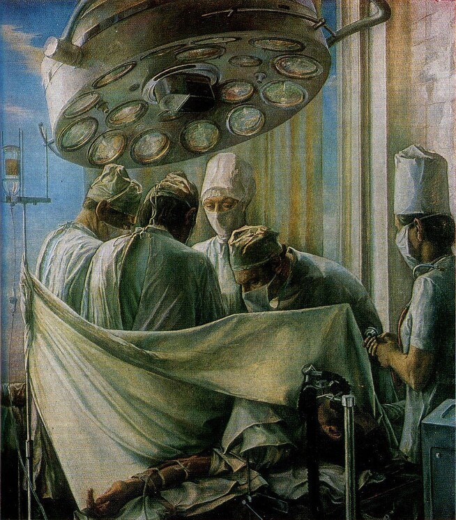 «Хирурги. Операция.» 1981 год

Картина советского белорусского художника Эдуарда Белагурова (27 ноября 1947 г. - 17 мая 1998 г.)
