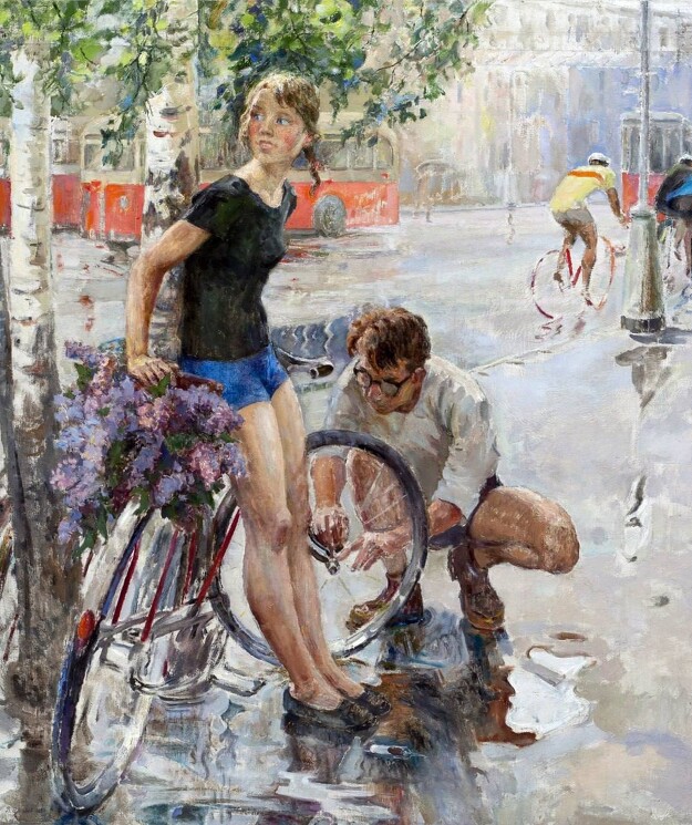 Виктор Цветков "Велосипедная прогулка", 1965 ?
