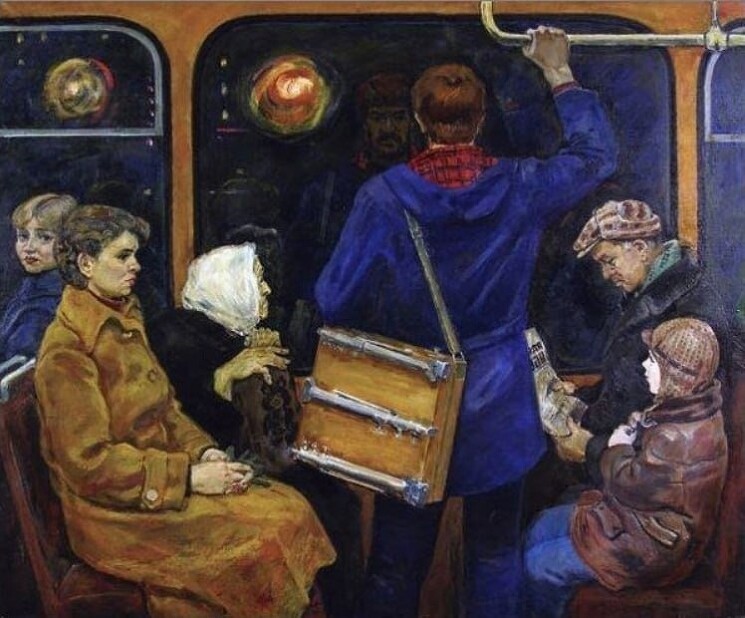 "В вечернем автобусе" 1980г Зуфар Гимаев
