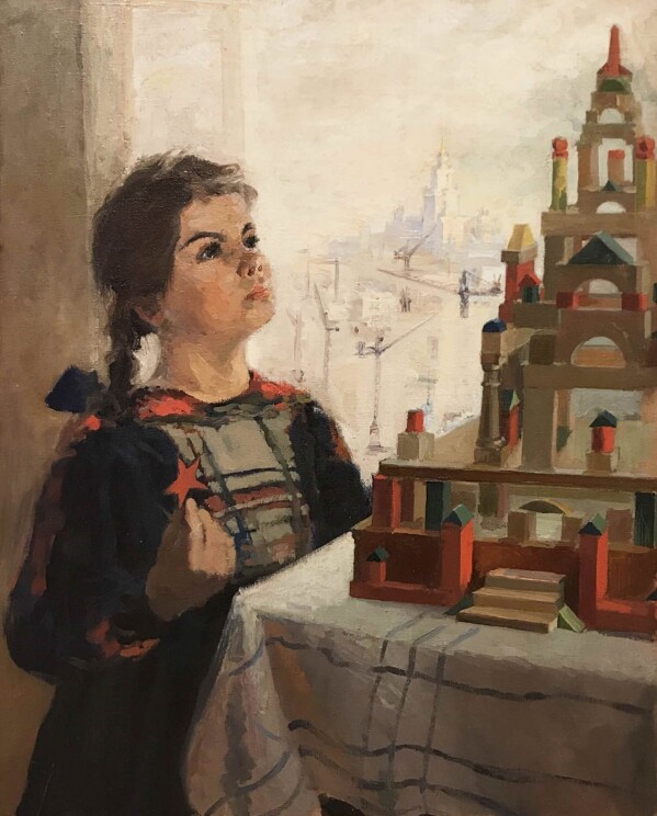 "Юный строитель", 1958 год.
Художник — Виницкий Давид Эльевич (1919 - 2000).
