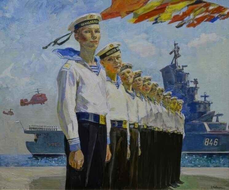 «Школа юнг», 1967 год. 
Холст, масло; 101 х 123 см.
Художник — Коваленко Виктор Карпович.
