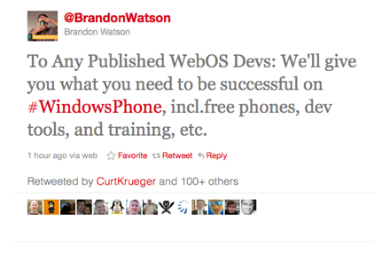 Брендон Ватсон опубликовал призыв уже на следующий день после анонса HP