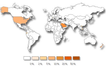 Глобальная карта распространения инфекции Madi