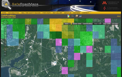  SafeRoadMaps, сделанный с помощью ArcGIS API for Flex, отображает на карте места, где  регулярно случаются ДТП 