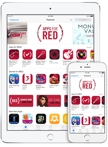 «Приложения для (RED)» — это первая в истории глобальная инициатива App Store в поддержку (RED)